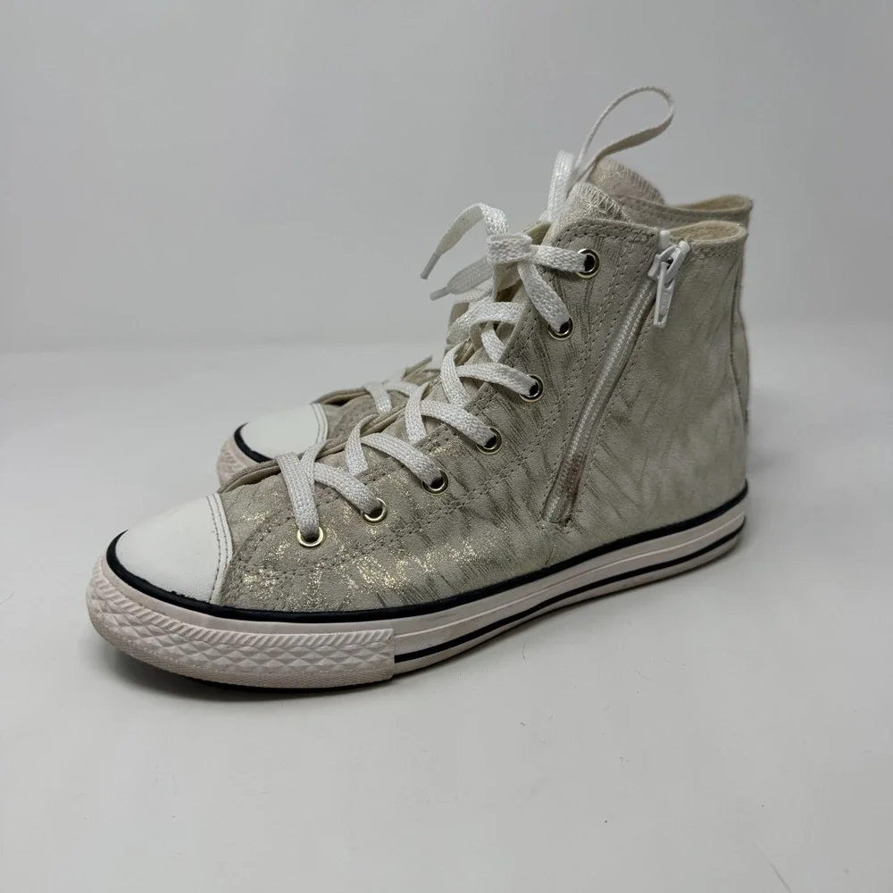Converse Chuck Taylor Ctas Side Zipper Gold Brush Junior Girls Size 5